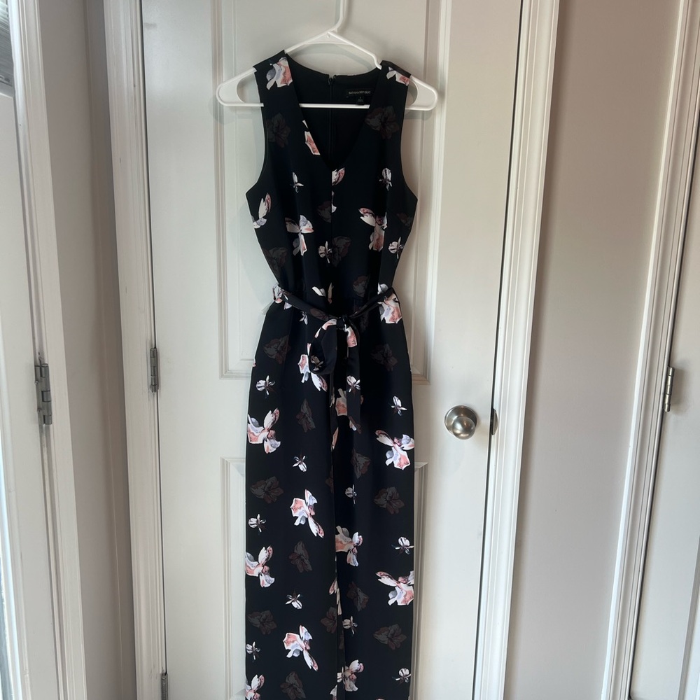 Banana Republic Black Jumpsuit with Floral Accents